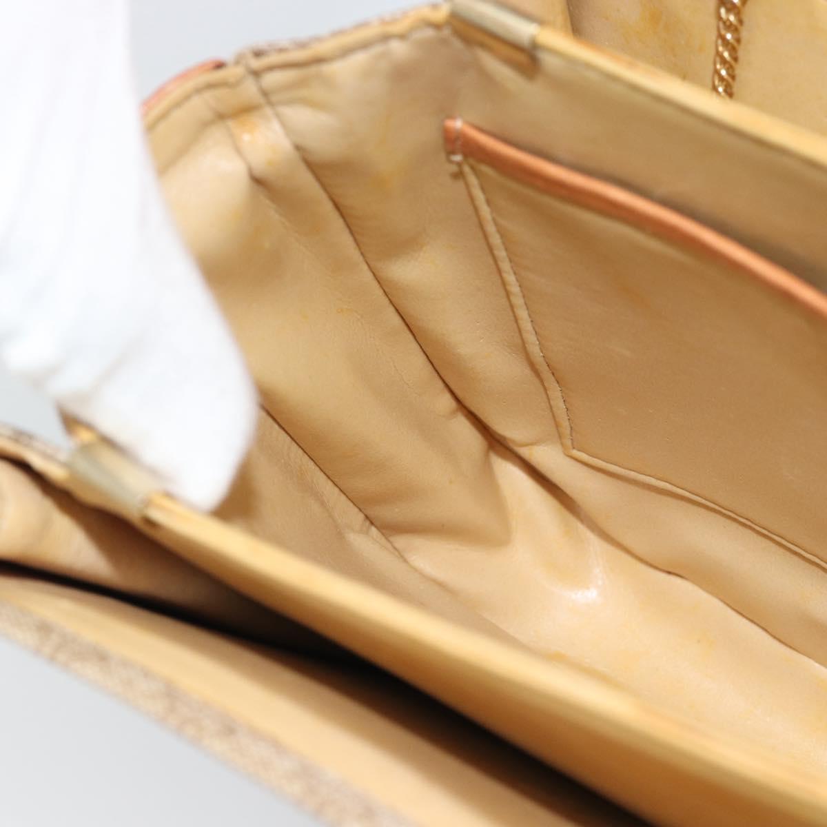 CELINE Macadam Canvas Shoulder Bag PVC Beige Gold Auth 184209