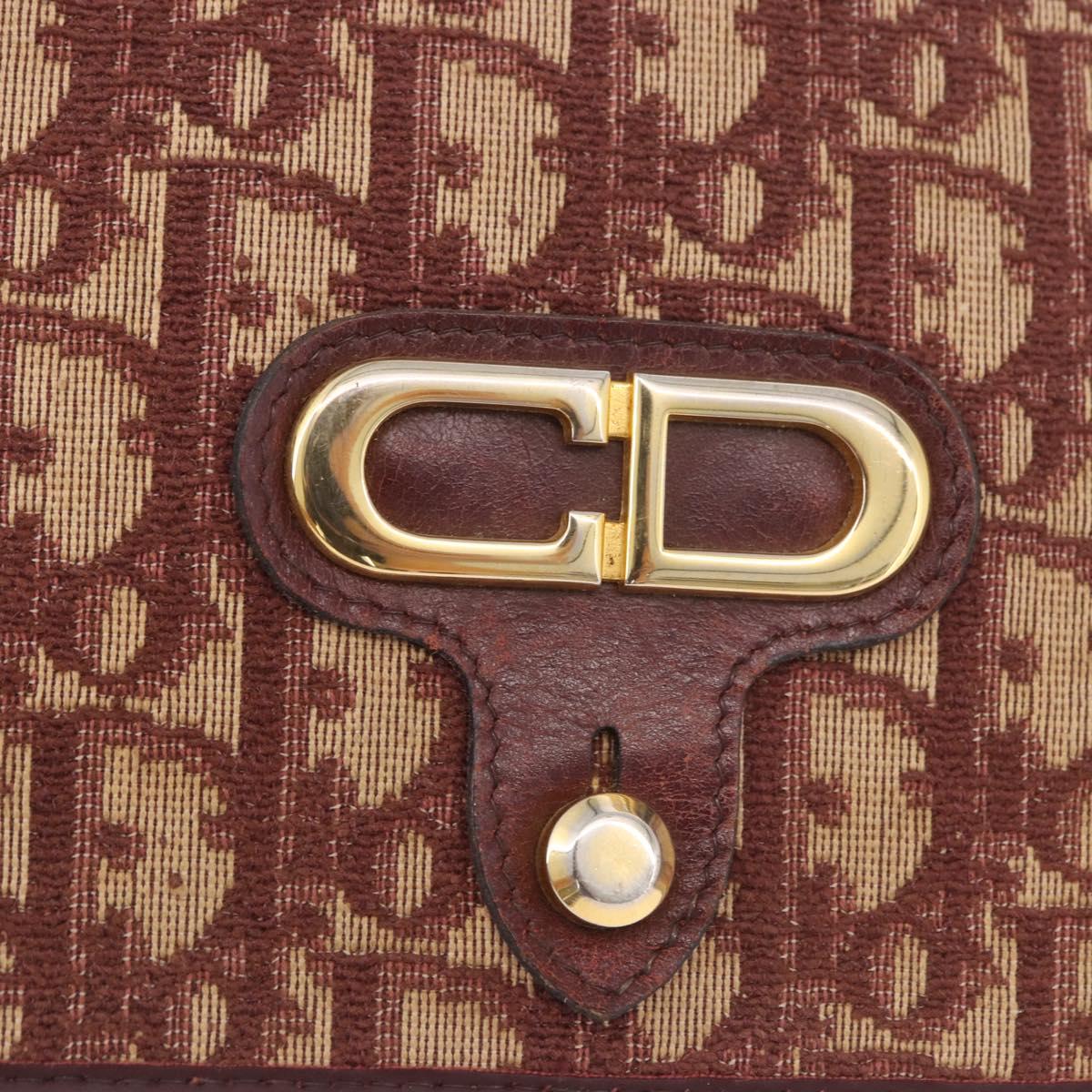 Christian Dior Trotter Canvas Shoulder Bag Red Gold Auth 184210