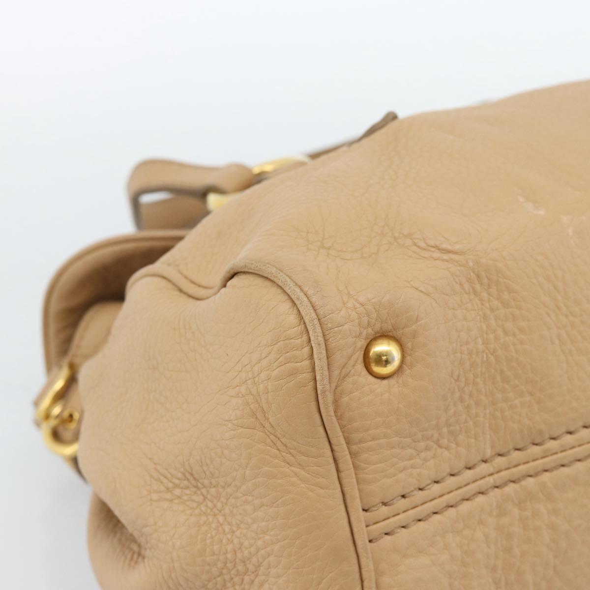 Miu Miu Tote Bag Leather Beige Gold Auth 184214A