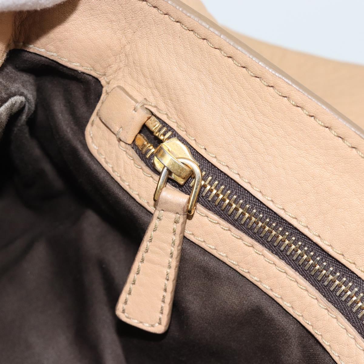 Miu Miu Tote Bag Leather Beige Gold Auth 184214A