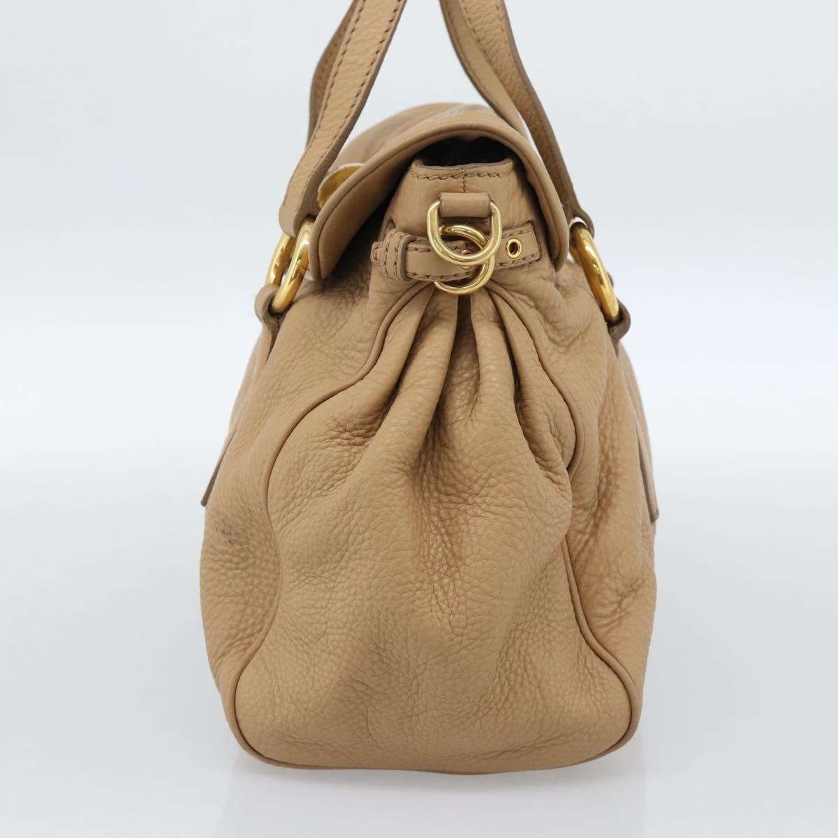 Miu Miu Tote Bag Leather Beige Gold Auth 184214A
