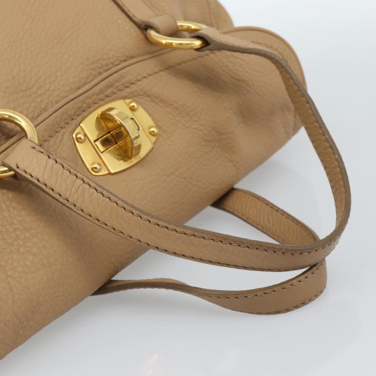 Miu Miu Tote Bag Leather Beige Gold Auth 184214A