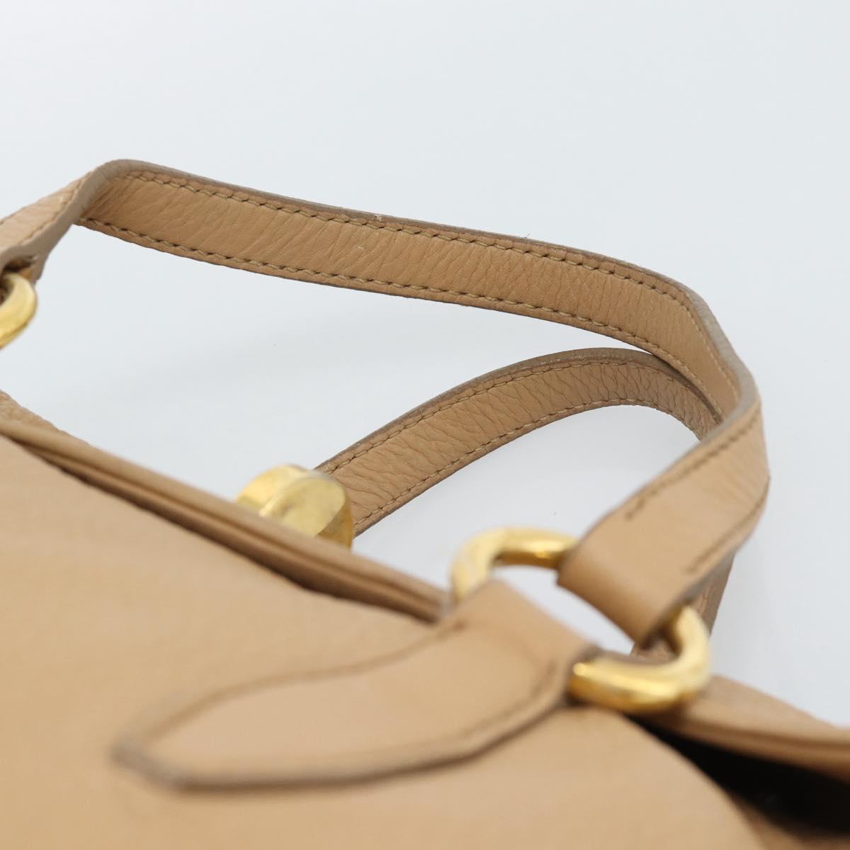 Miu Miu Tote Bag Leather Beige Gold Auth 184214A