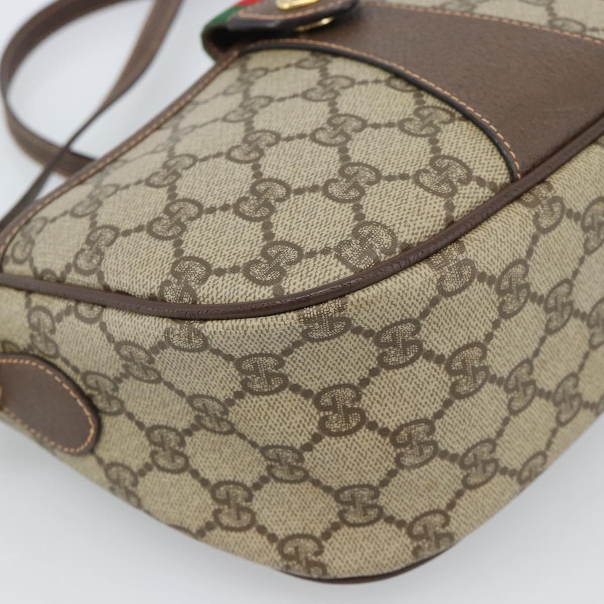 GUCCI GG Supreme Web Sherry Line Bag PVC Beige Gold 89 02 032 Auth 184227