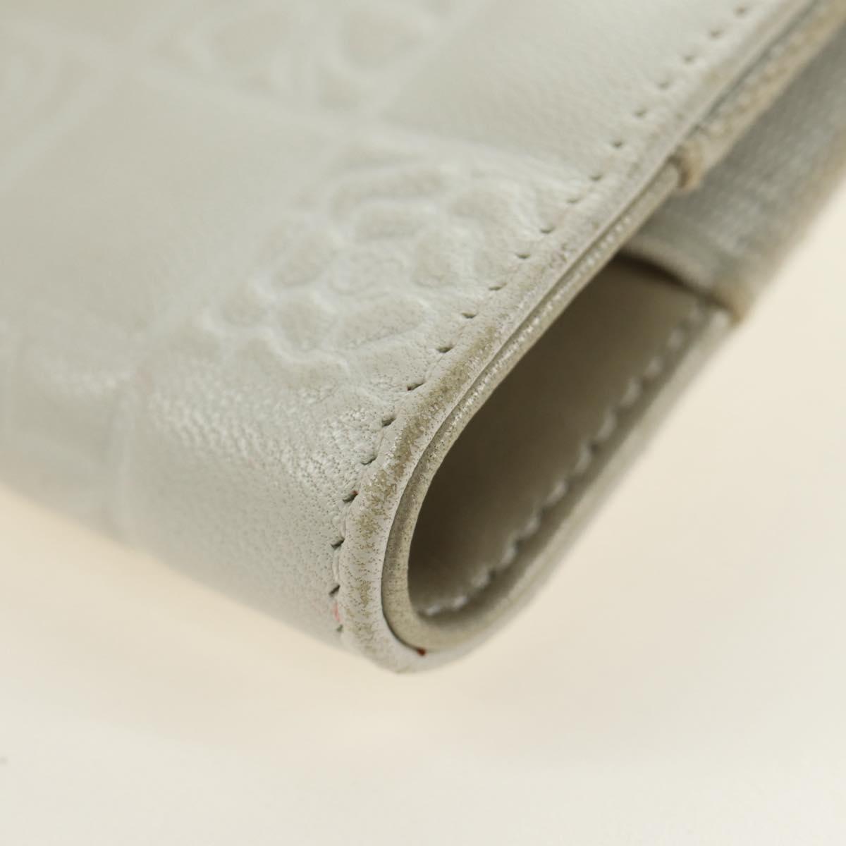 CHANEL icon Chain Shoulder Pouch Lamb Skin White Silver CC Auth 184233A