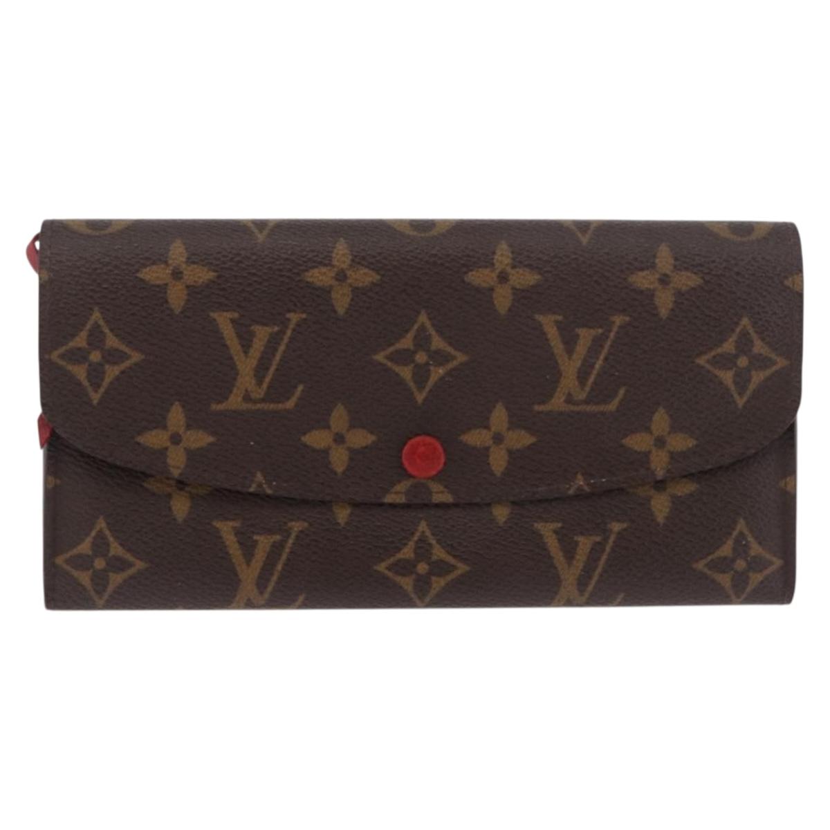 LOUIS VUITTON Monogram Portefeuille Emilie Long Wallet Red M60136 LV Auth 184234
