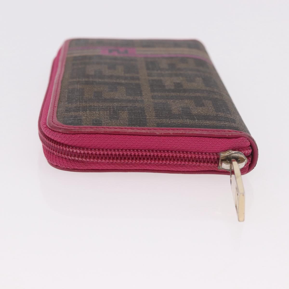 FENDI Zucca Canvas Long Wallet PVC Black Brown Auth 184235A