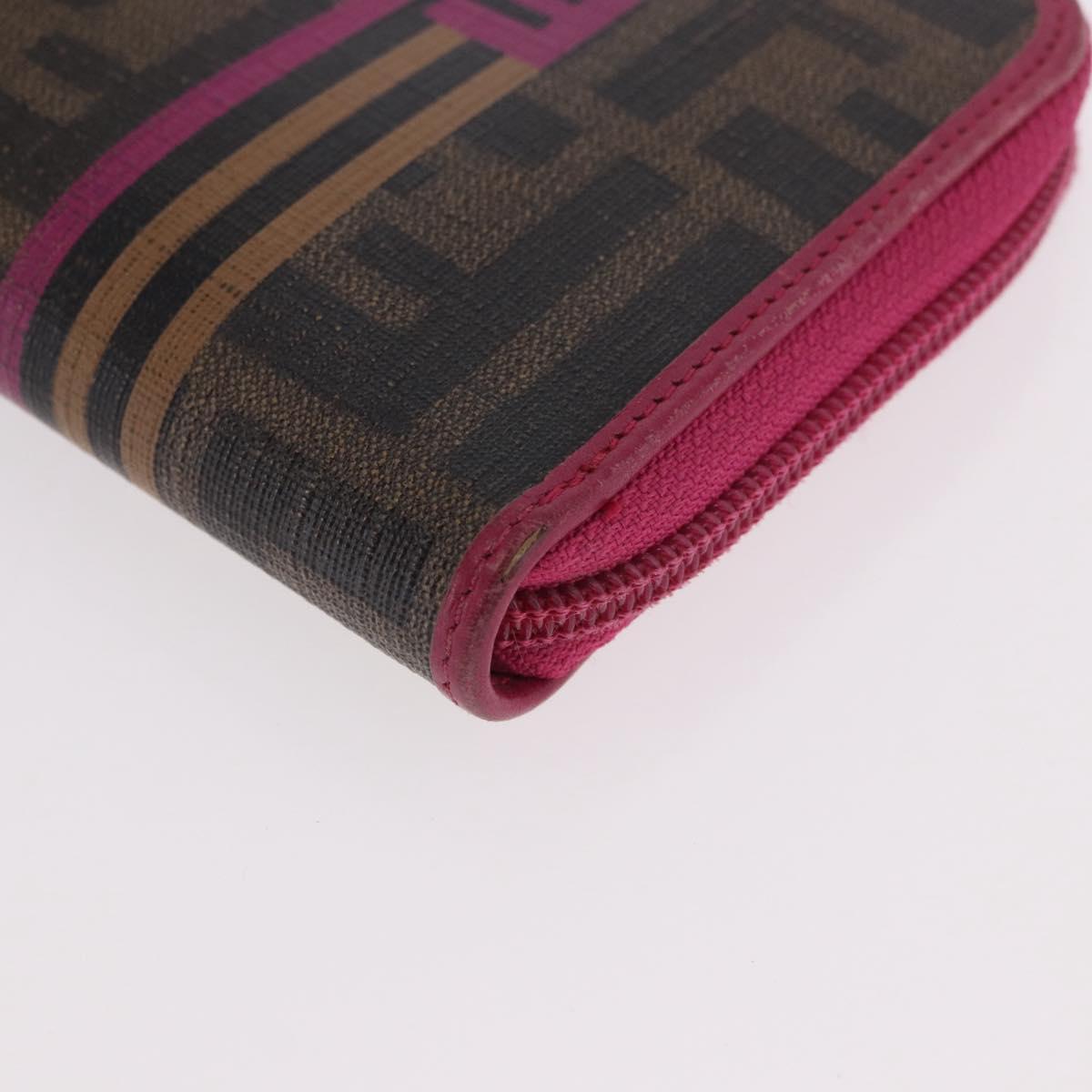 FENDI Zucca Canvas Long Wallet PVC Black Brown Auth 184235A