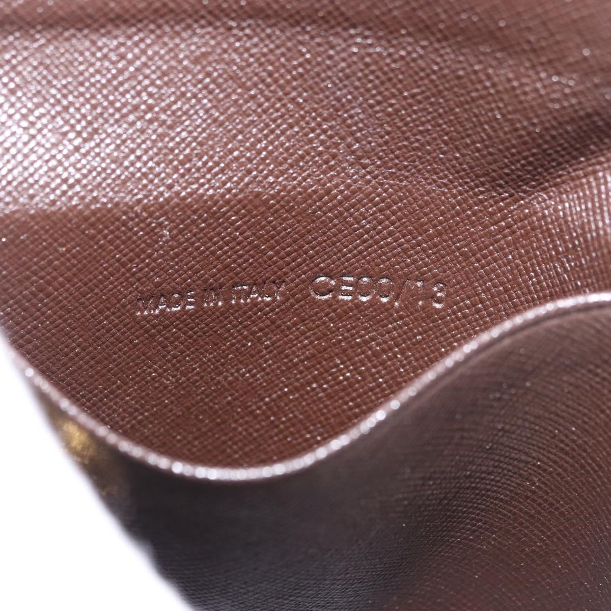CELINE Macadam Canvas Key Case PVC Leather Black Gold Auth 184236V