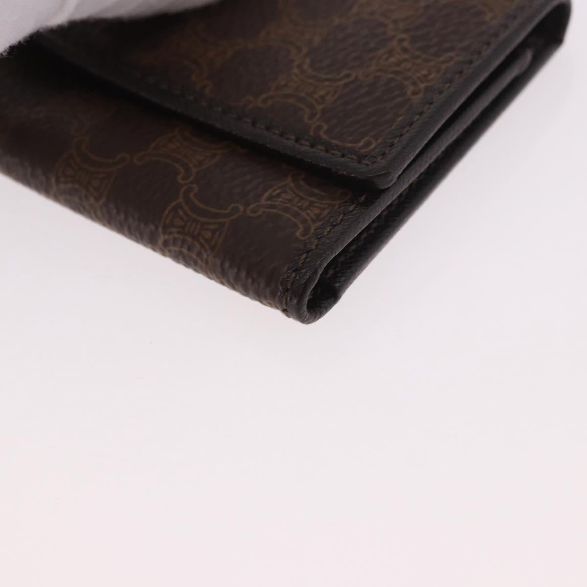 CELINE Macadam Canvas Key Case PVC Leather Black Gold Auth 184236V