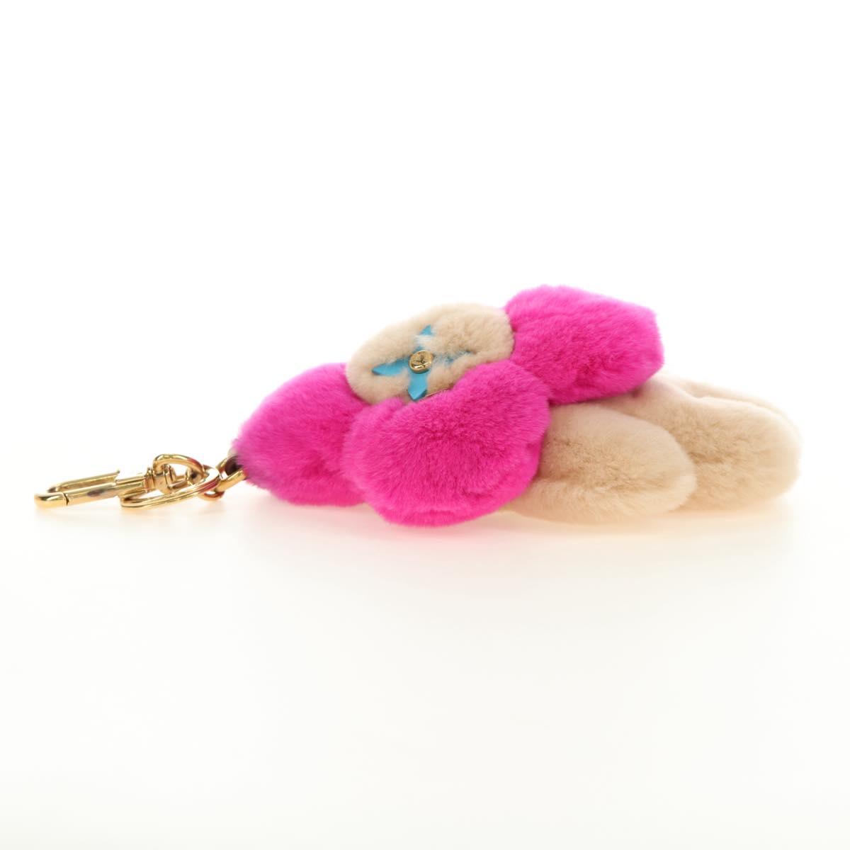 LOUIS VUITTON Vivienne Vison Bag Charm Fur Beige Pink M00870 LV Auth 184237SM