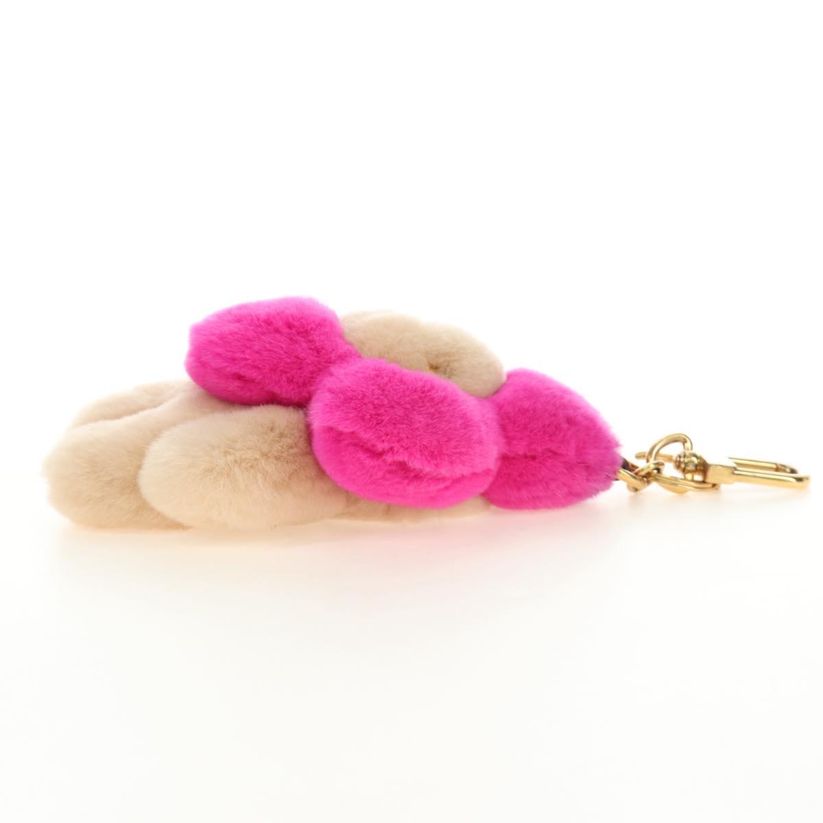 LOUIS VUITTON Vivienne Vison Bag Charm Fur Beige Pink M00870 LV Auth 184237SM
