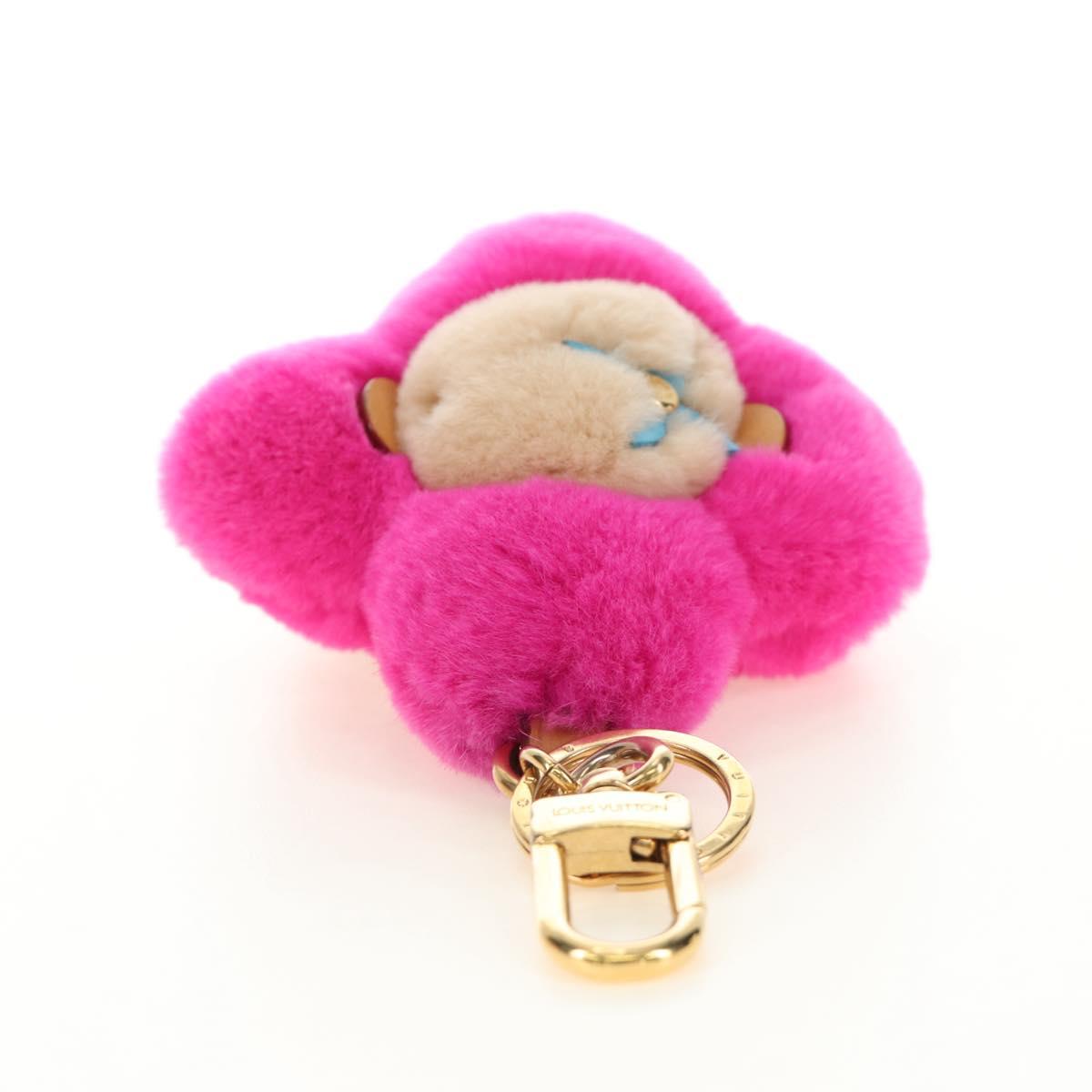 LOUIS VUITTON Vivienne Vison Bag Charm Fur Beige Pink M00870 LV Auth 184237SM