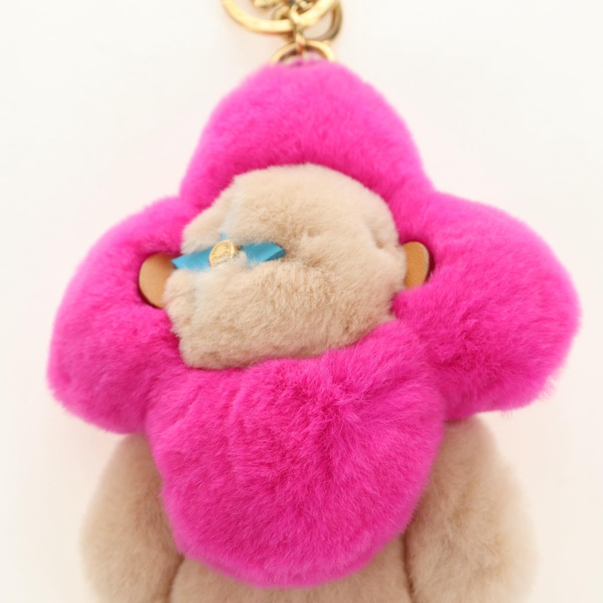 LOUIS VUITTON Vivienne Vison Bag Charm Fur Beige Pink M00870 LV Auth 184237SM
