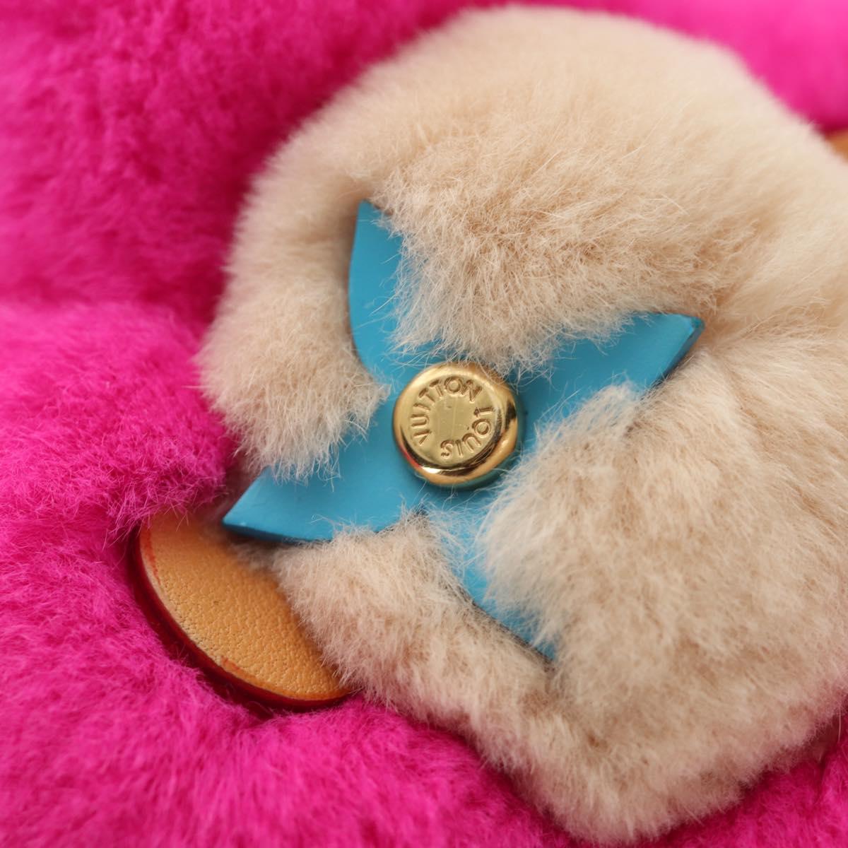 LOUIS VUITTON Vivienne Vison Bag Charm Fur Beige Pink M00870 LV Auth 184237SM