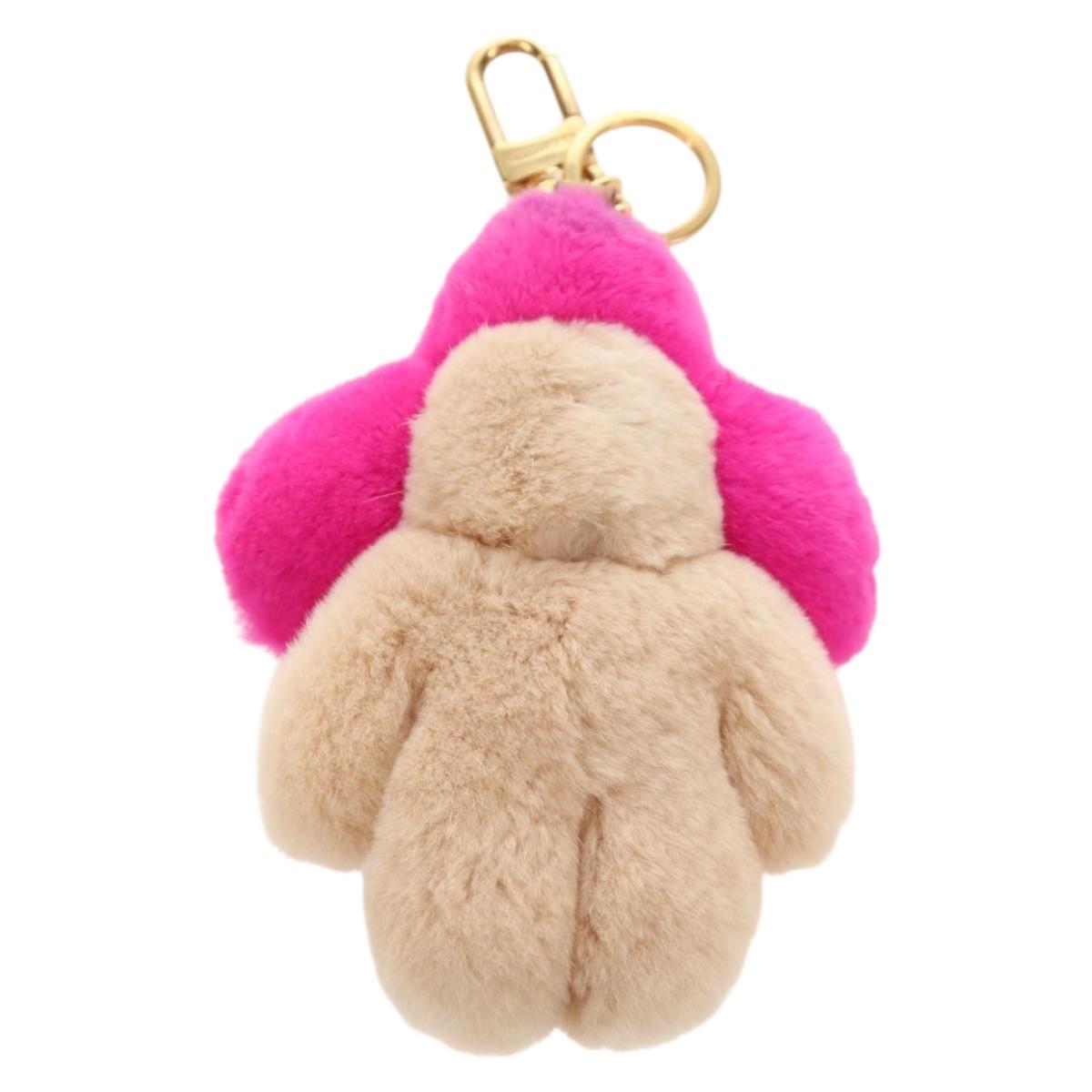 LOUIS VUITTON Vivienne Vison Bag Charm Fur Beige Pink M00870 LV Auth 184237SM
