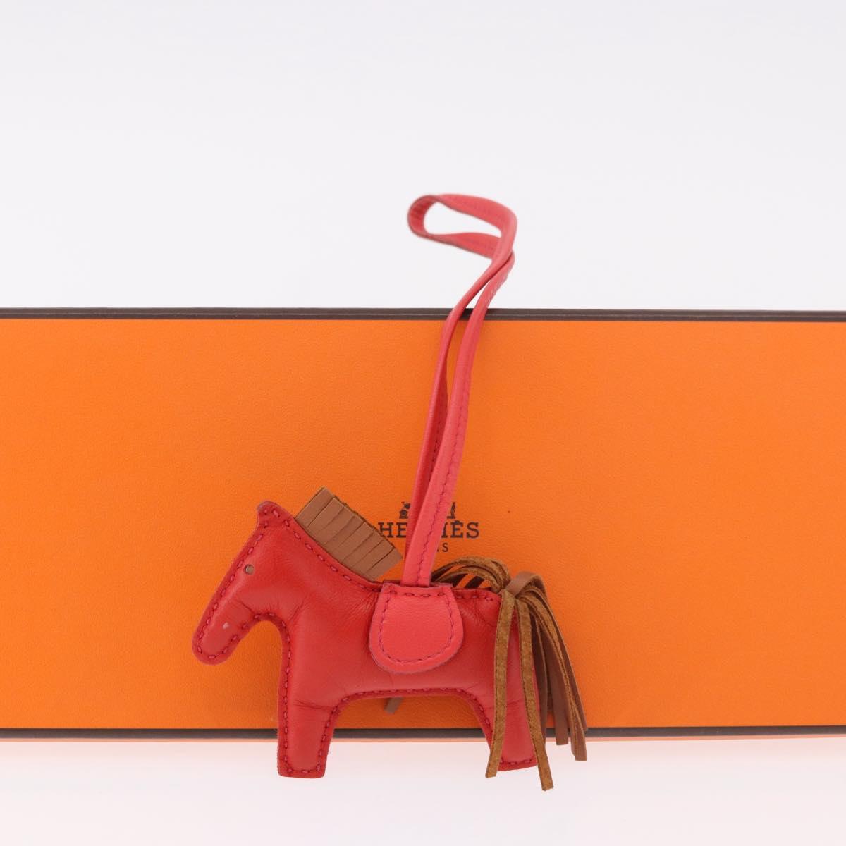 HERMES Rodeo PM Charm Leather Red Auth 184238M