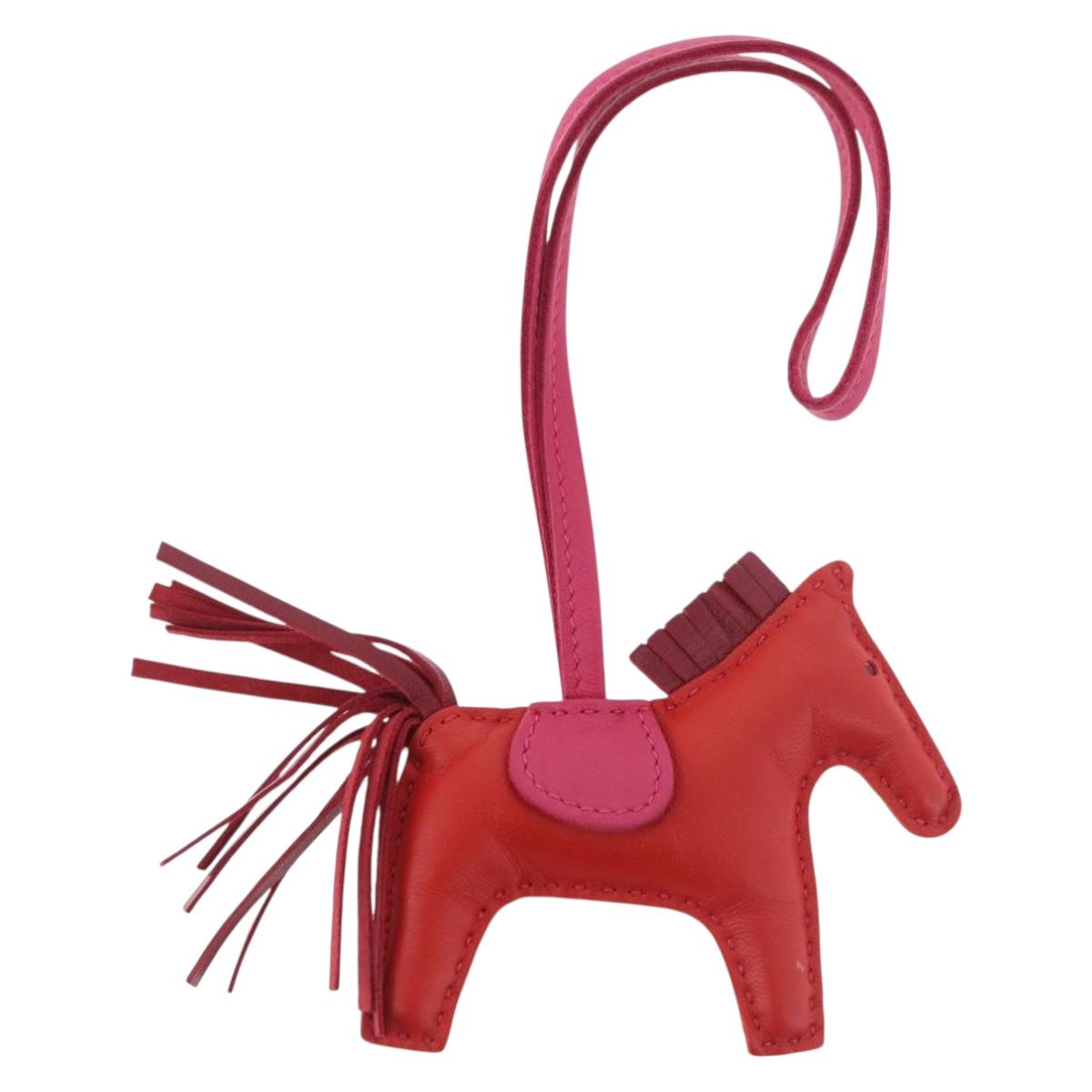 HERMES Rodeo PM Charm Leather Red Auth 184240M