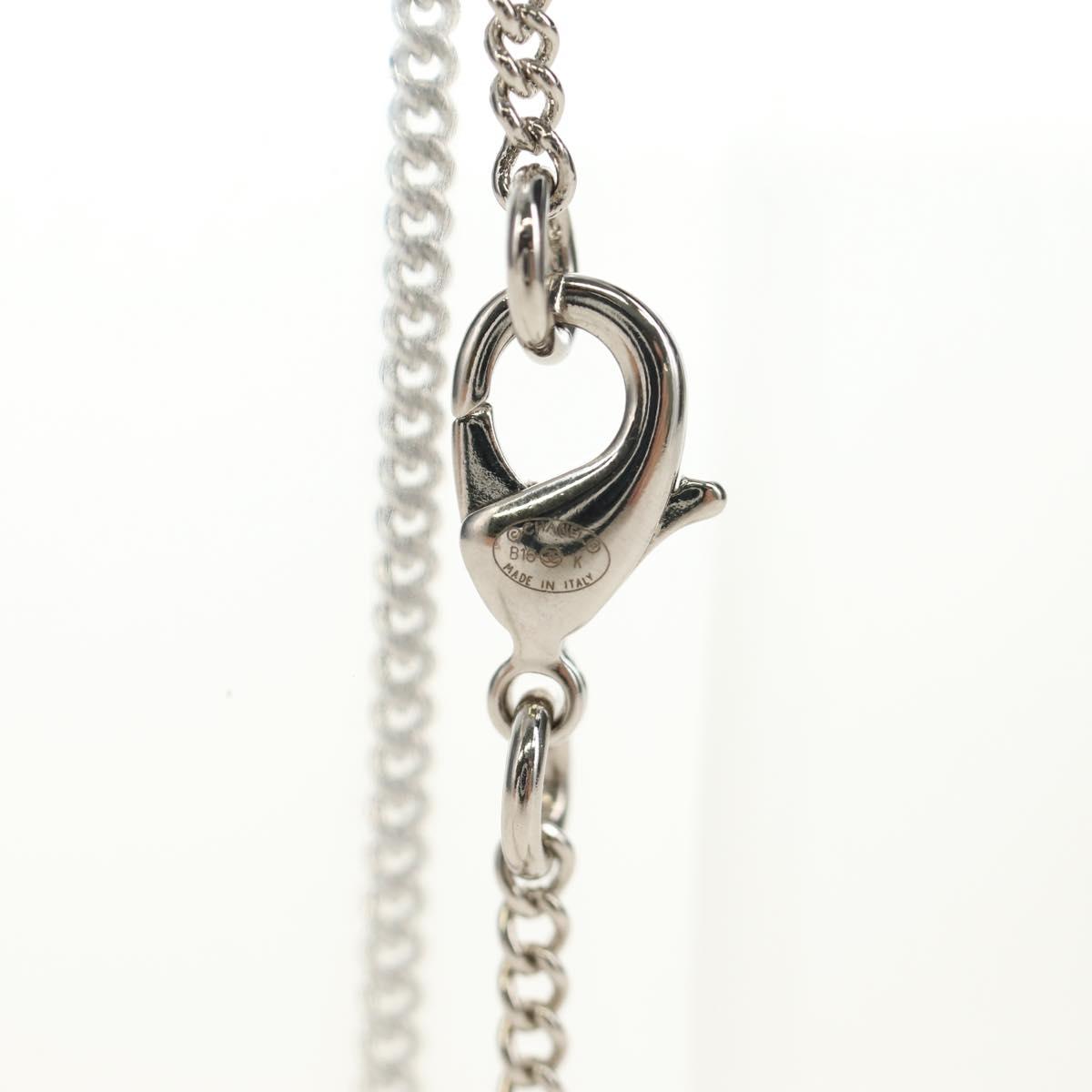CHANEL COCO Mark Cat Necklace metal Silver CC Auth 184248M