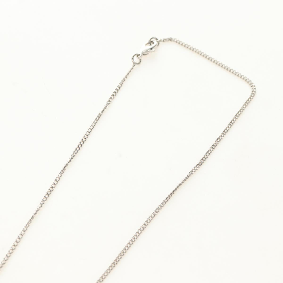 CHANEL COCO Mark Cat Necklace metal Silver CC Auth 184248M