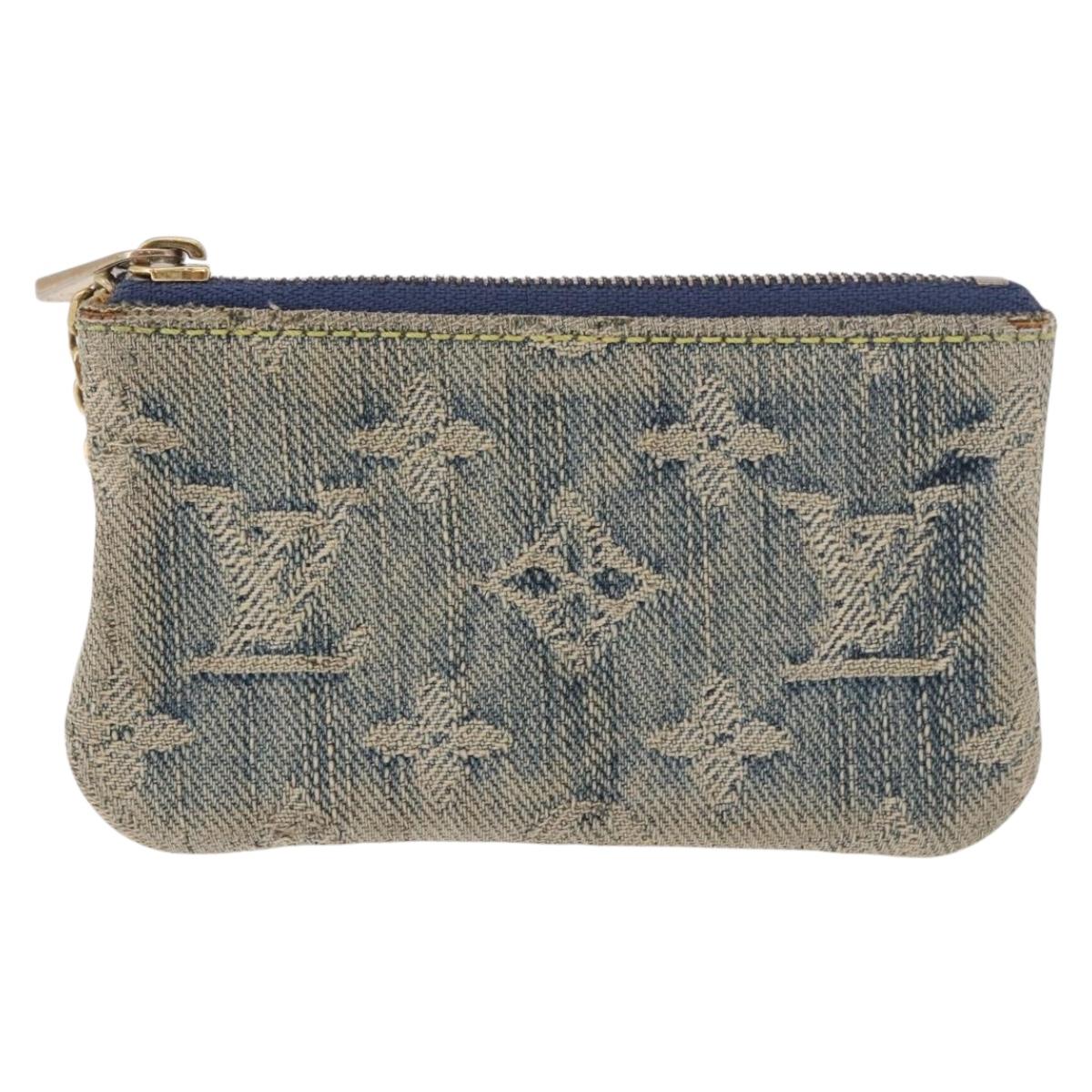 LOUIS VUITTON Monogram Denim Pochette Cles Coin Purse Blue M95343 Auth 184254A