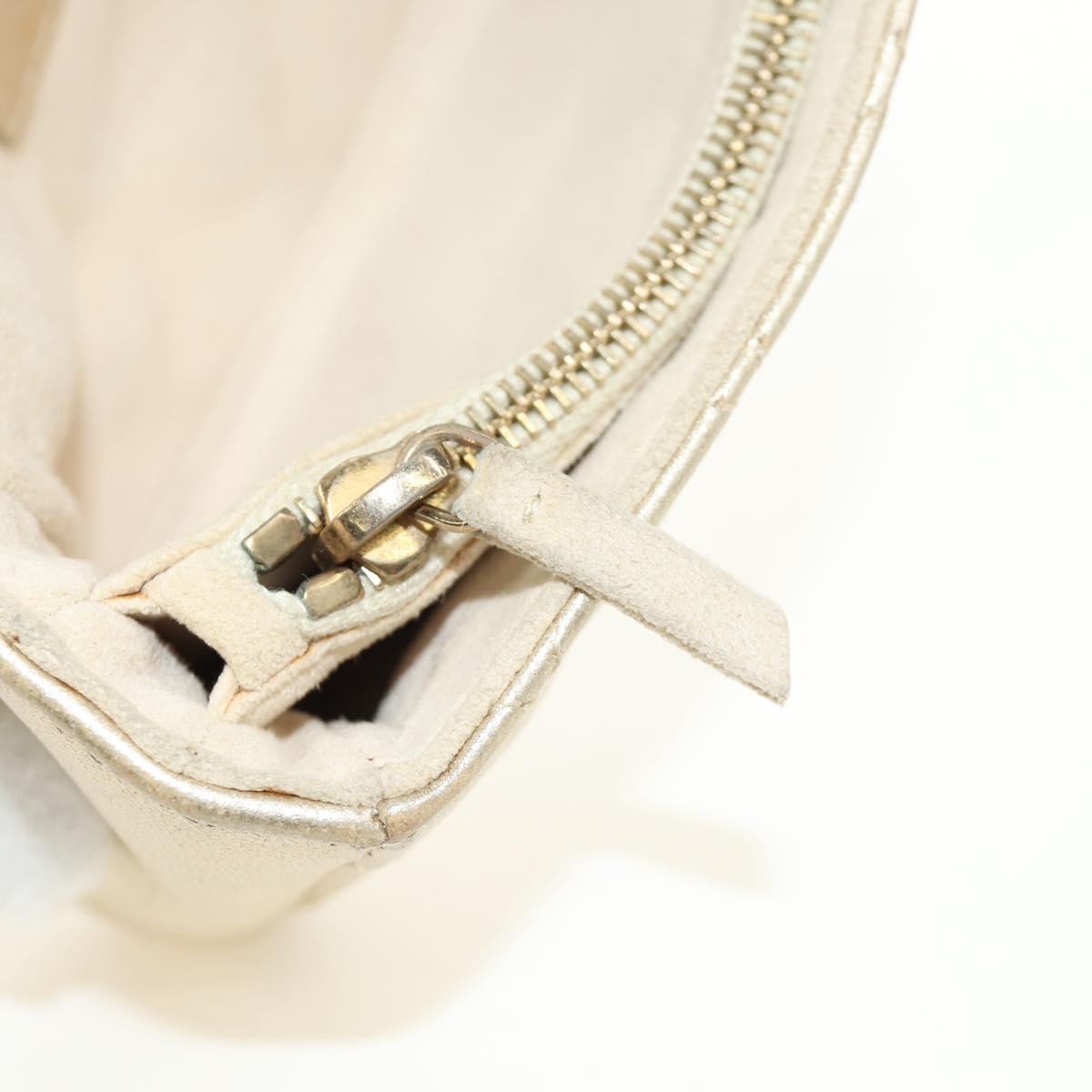 CHANEL Matelasse Pouch Lamb Skin Gold CC Auth 184257M