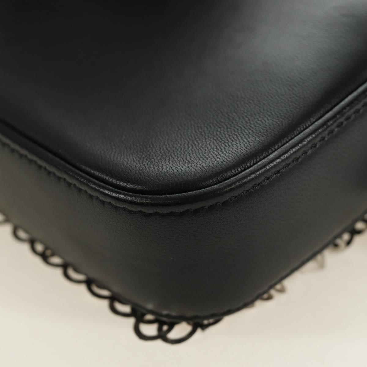 CHANEL Chain Shoulder Bag Sequin Black Silver CC Auth 184258SM