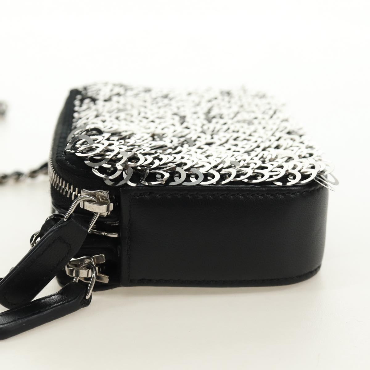 CHANEL Chain Shoulder Bag Sequin Black Silver CC Auth 184258SM