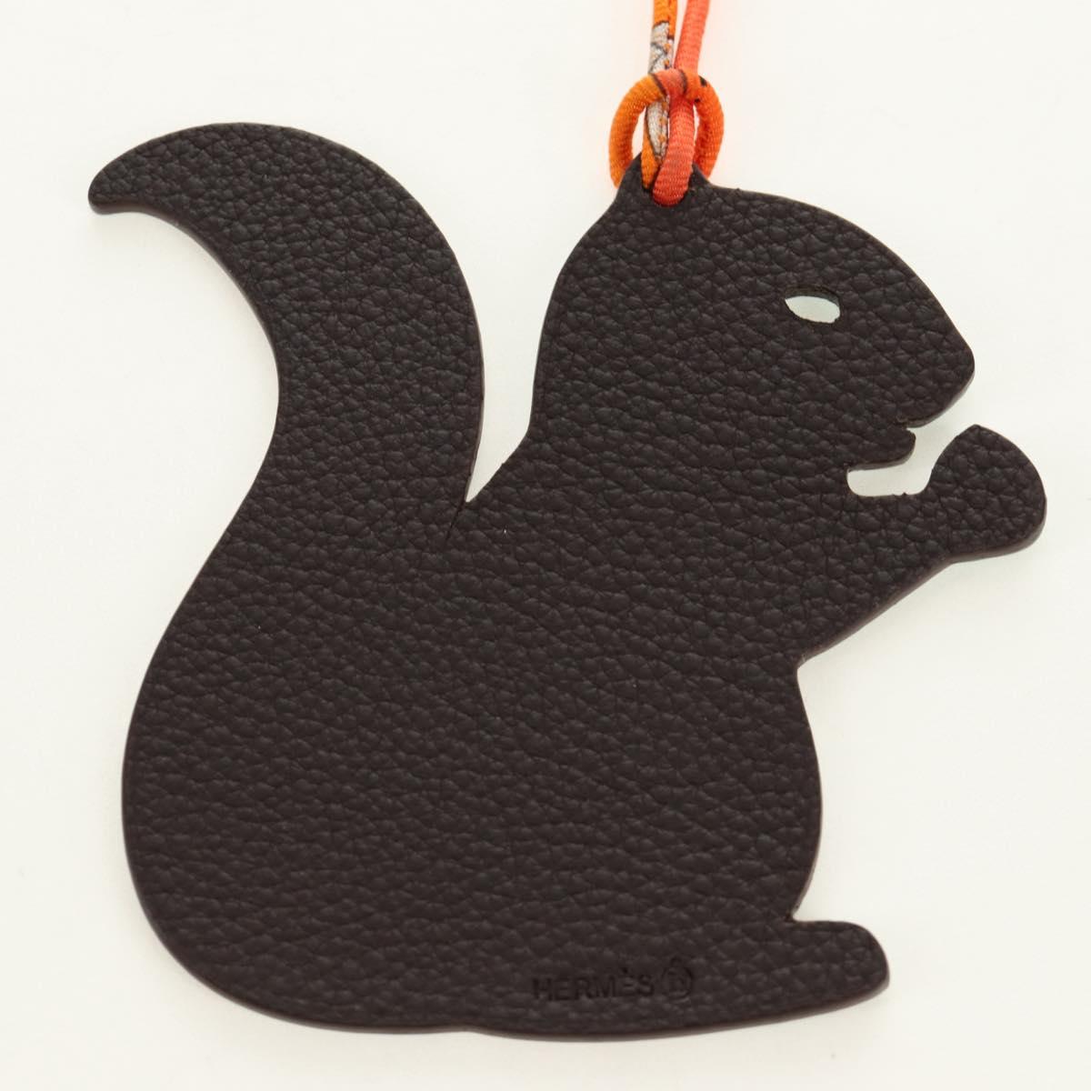 HERMES Petit H Charm Squirrel Charm Leather Green Auth 184259M