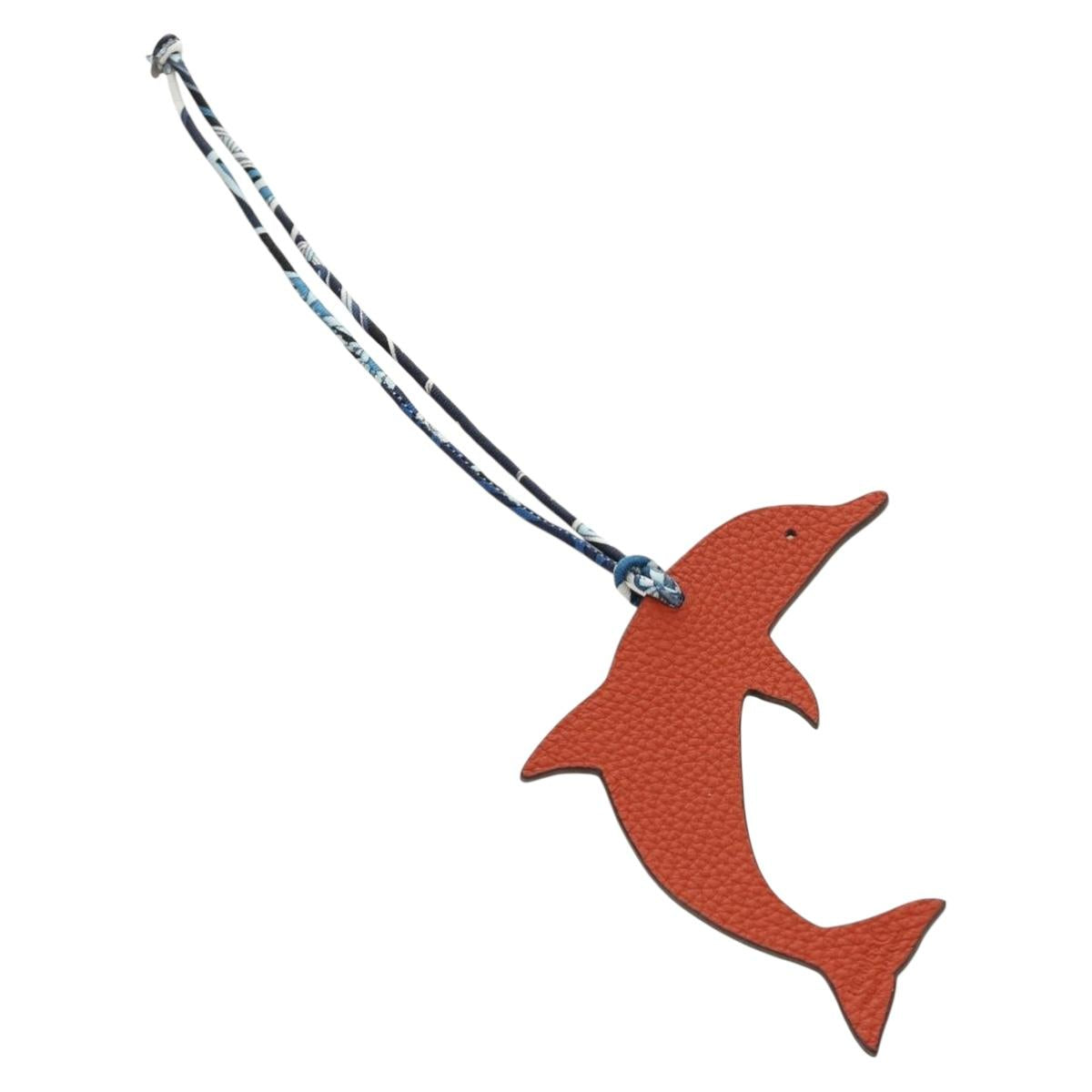 HERMES Petit H Charm Dolphin Bag Charm Leather Orange Auth 184262M