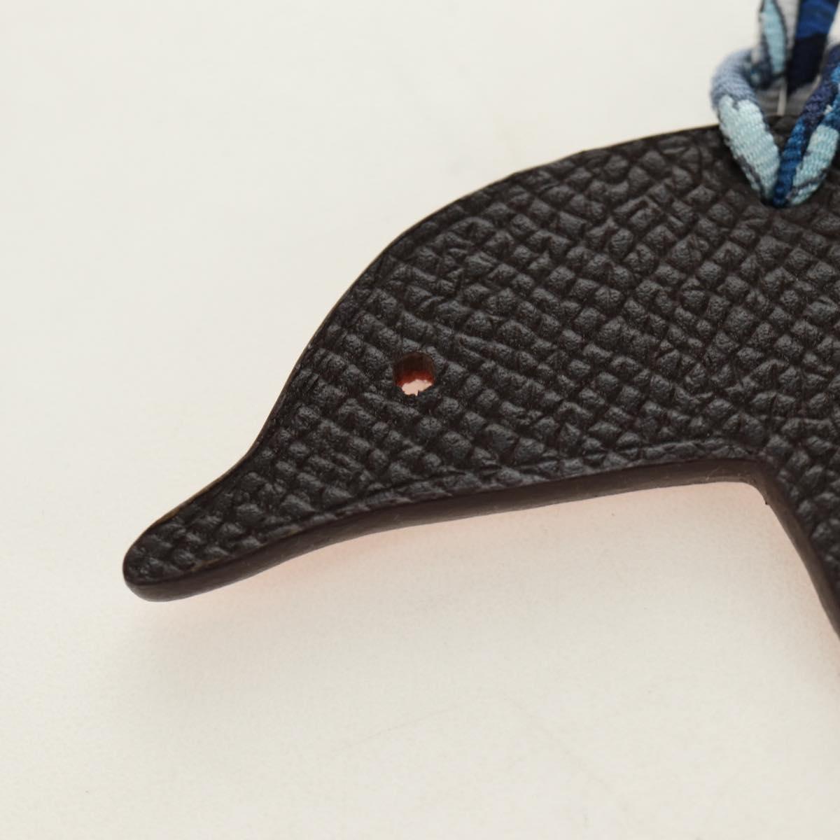 HERMES Petit H Charm Dolphin Bag Charm Leather Orange Auth 184262M