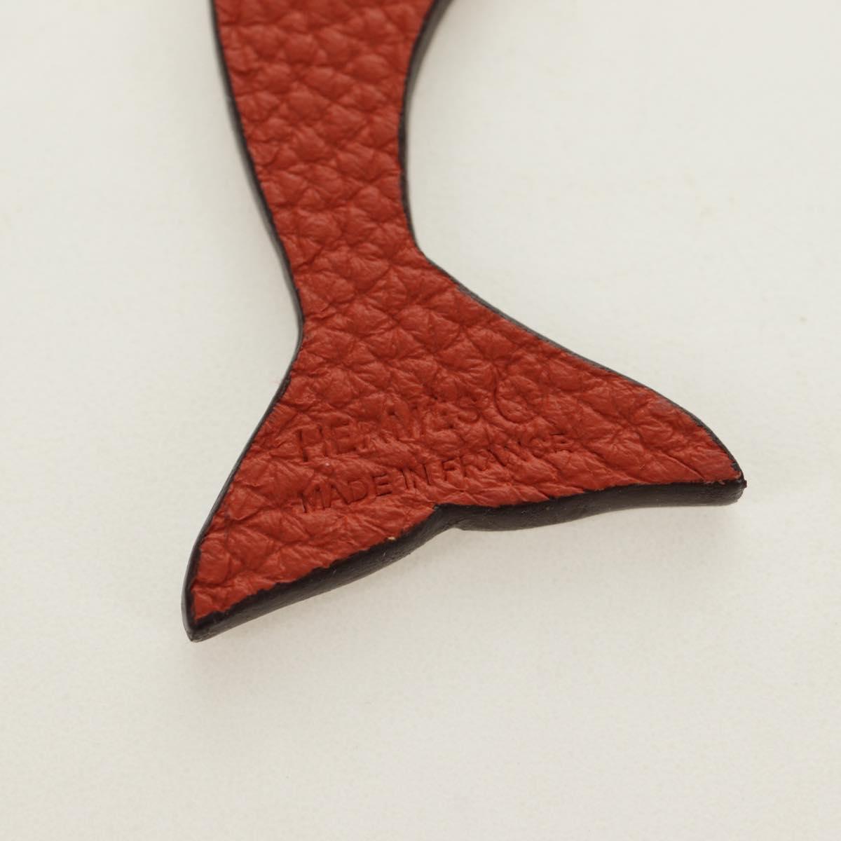 HERMES Petit H Charm Dolphin Bag Charm Leather Orange Auth 184262M