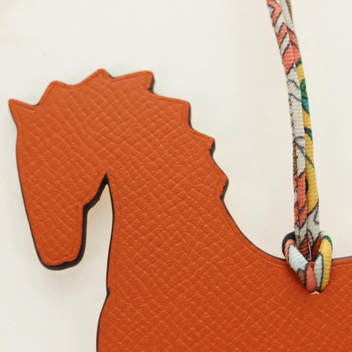 HERMES Petit H Charm Horse Bag Charm Leather Orange Auth 184264M