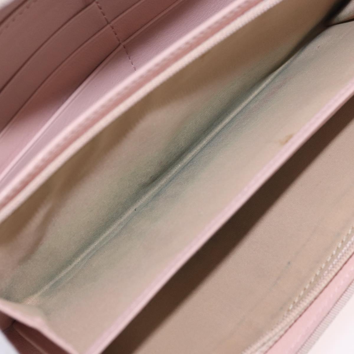 Christian Dior Chain Trotter Canvas Long Wallet Pink Silver Auth 184271