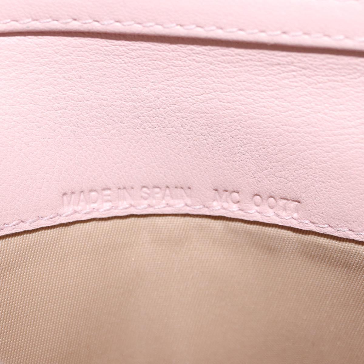 Christian Dior Chain Trotter Canvas Long Wallet Pink Silver Auth 184271