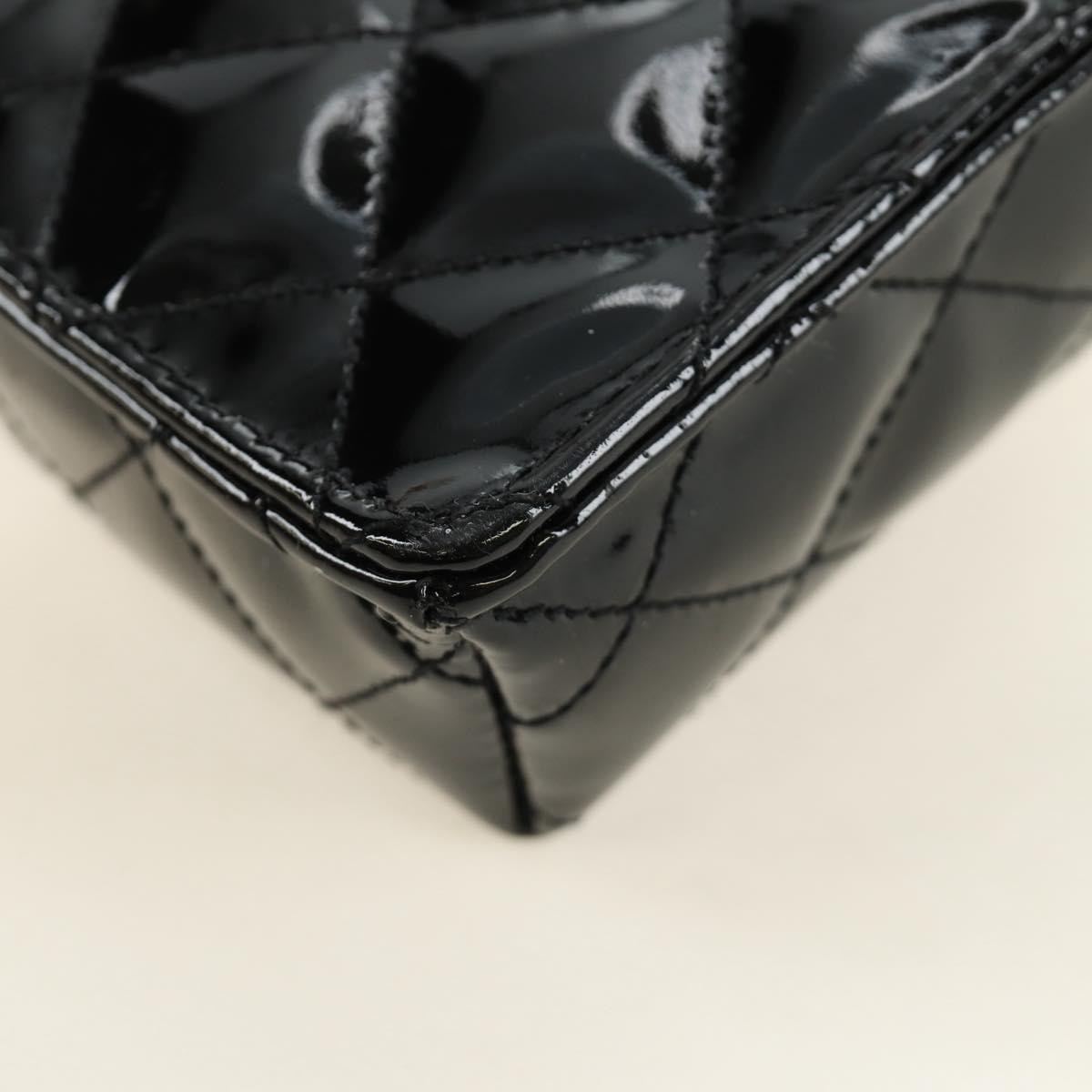 CHANEL Matelasse Chain Shoulder Bag Patent leather Black Gold CC Auth 184272V