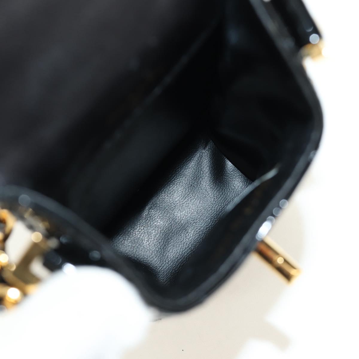 CHANEL Matelasse Chain Shoulder Bag Patent leather Black Gold CC Auth 184272V