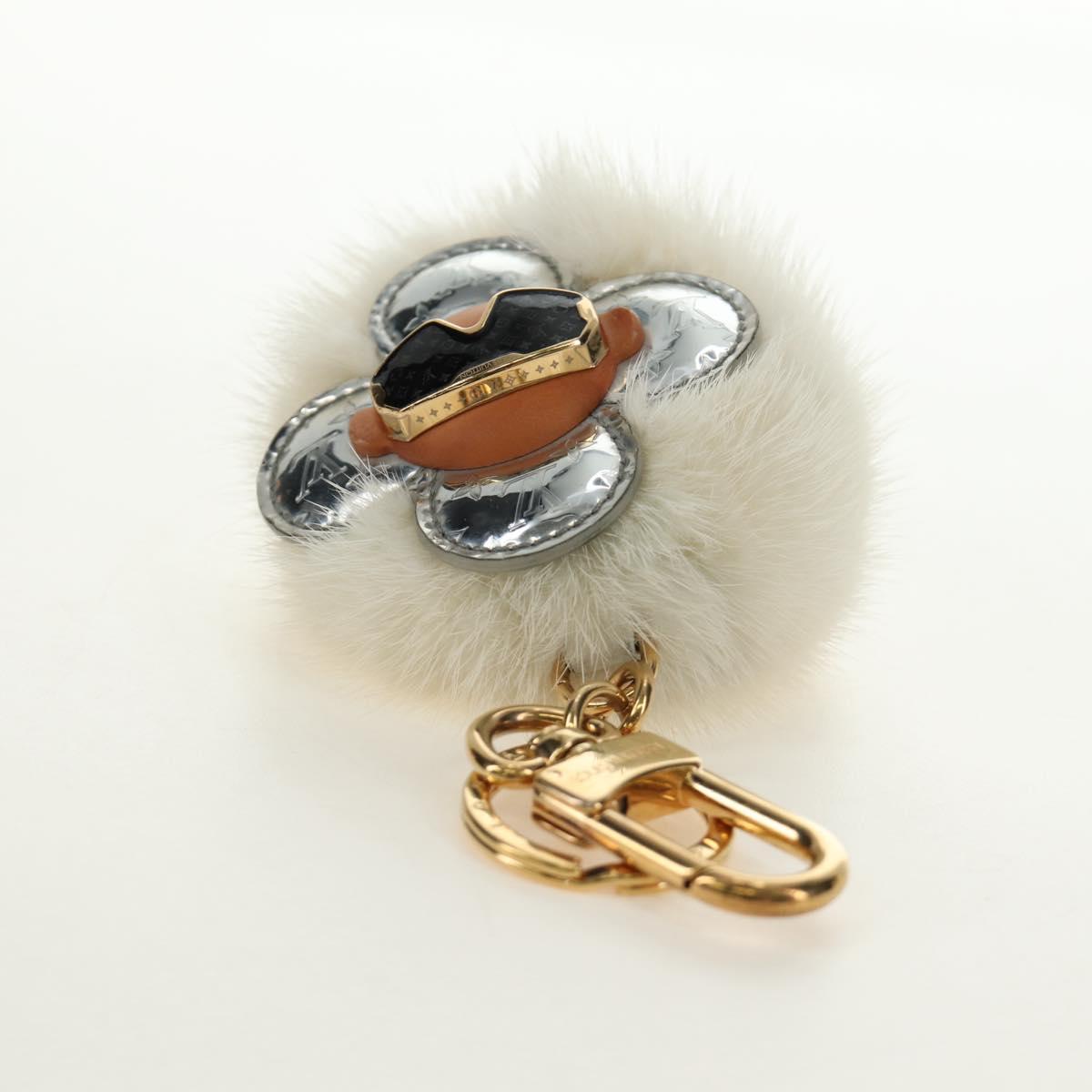 LOUIS VUITTON Porte Cles Snow Vivienne Charm Fur White Gold M00554 Auth 184274SM