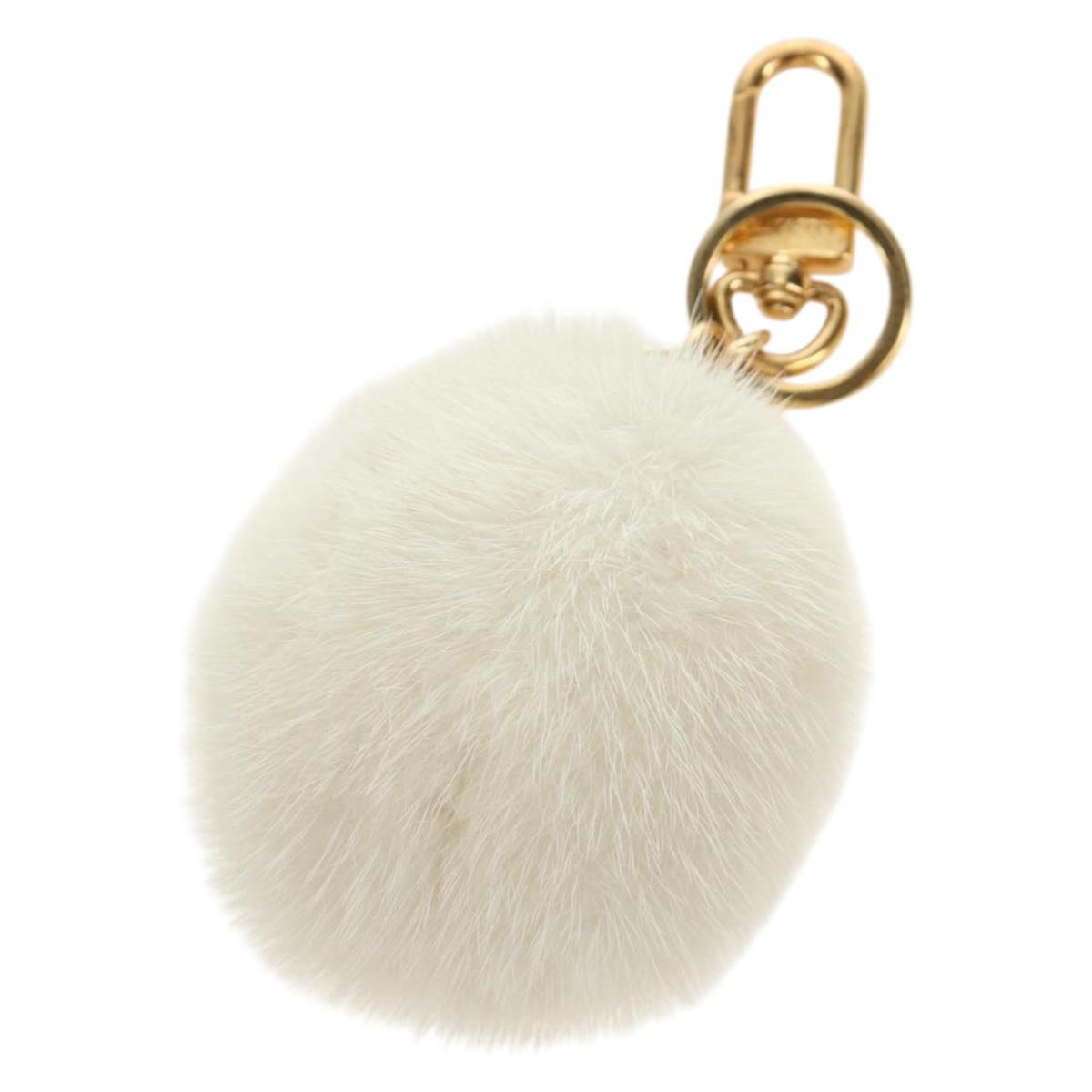 LOUIS VUITTON Porte Cles Snow Vivienne Charm Fur White Gold M00554 Auth 184274SM