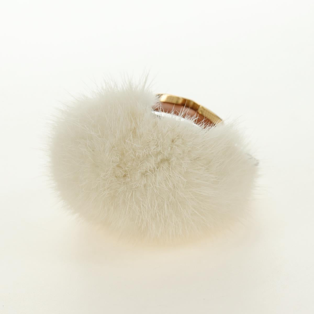 LOUIS VUITTON Porte Cles Snow Vivienne Charm Fur White Gold M00554 Auth 184274SM
