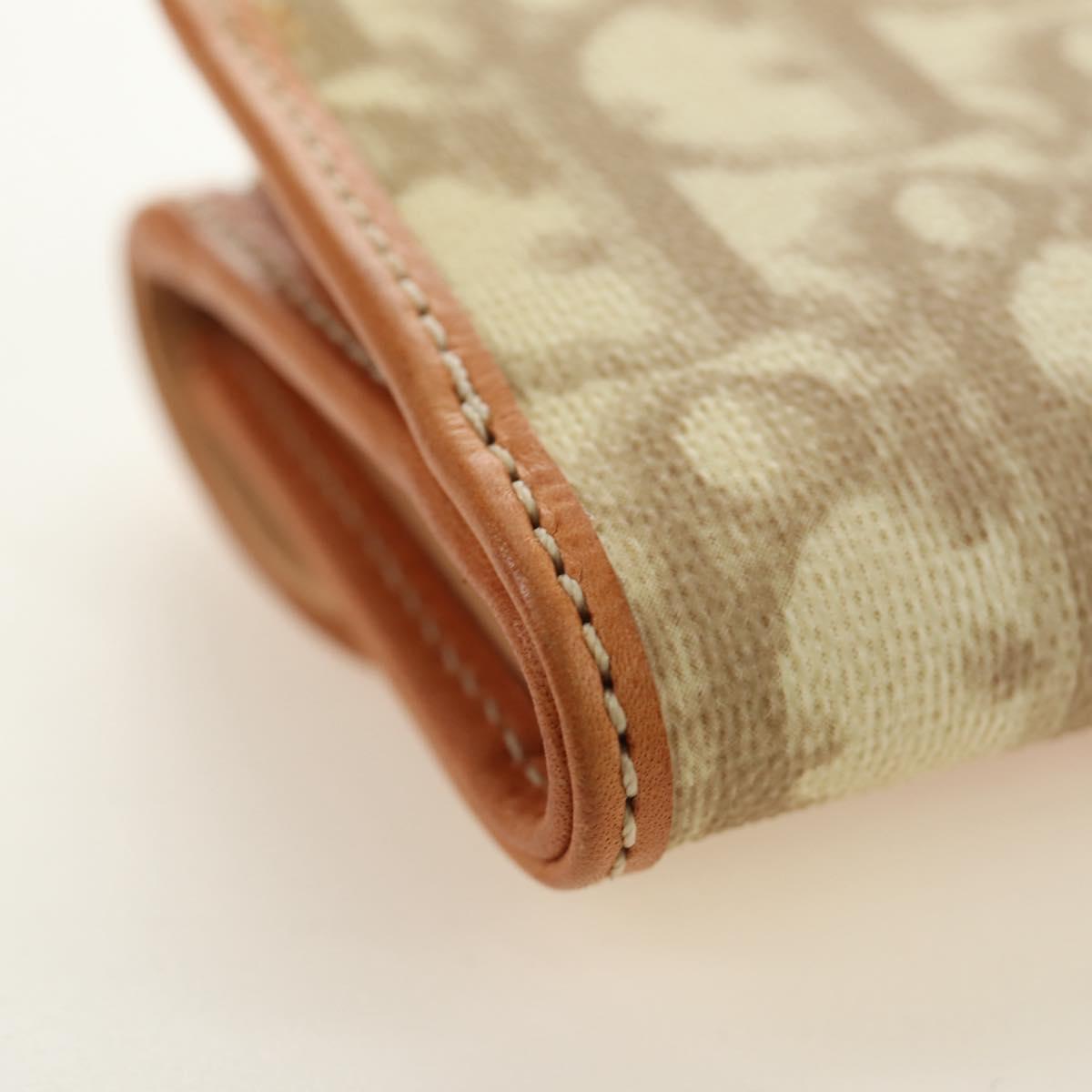 Christian Dior Trotter Canvas Romantic Coin Purse PVC Beige Silver Auth 184275SM