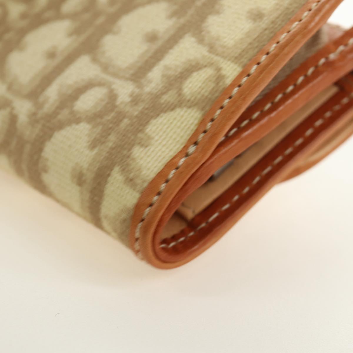 Christian Dior Trotter Canvas Romantic Coin Purse PVC Beige Silver Auth 184275SM