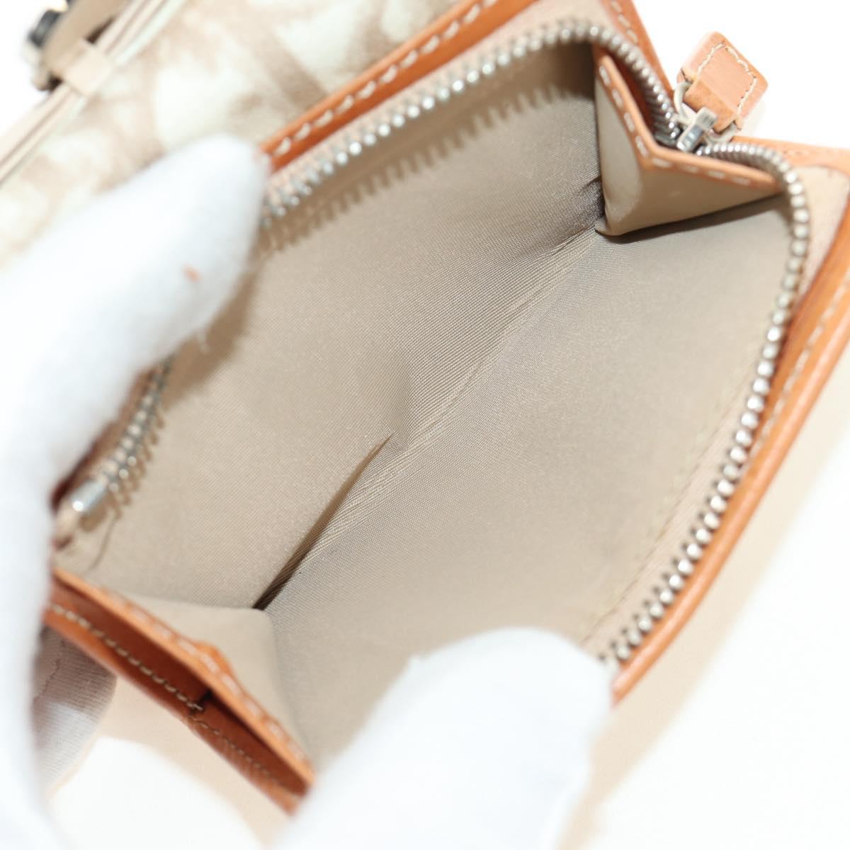 Christian Dior Trotter Canvas Romantic Coin Purse PVC Beige Silver Auth 184275SM