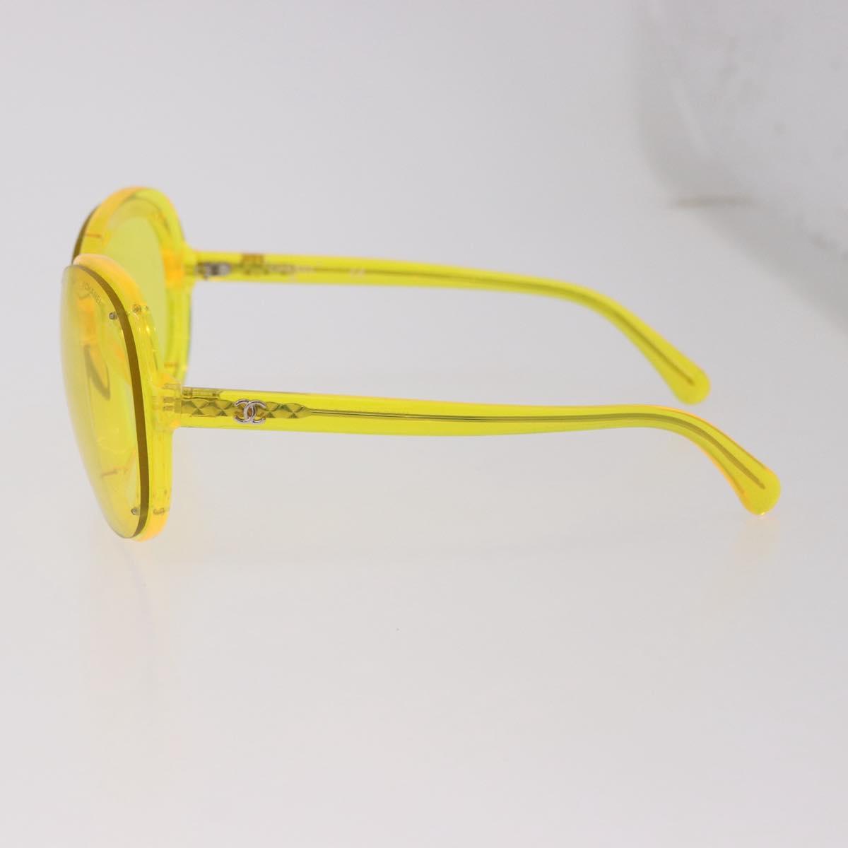 CHANEL Sunglasses Plastic Yellow CC Auth 184281M