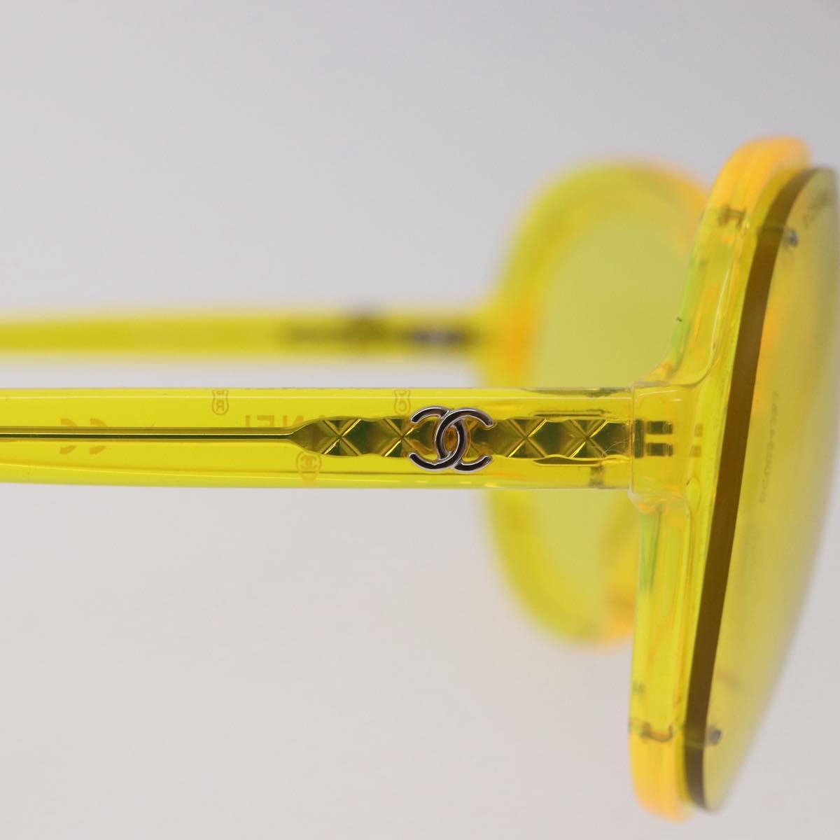 CHANEL Sunglasses Plastic Yellow CC Auth 184281M