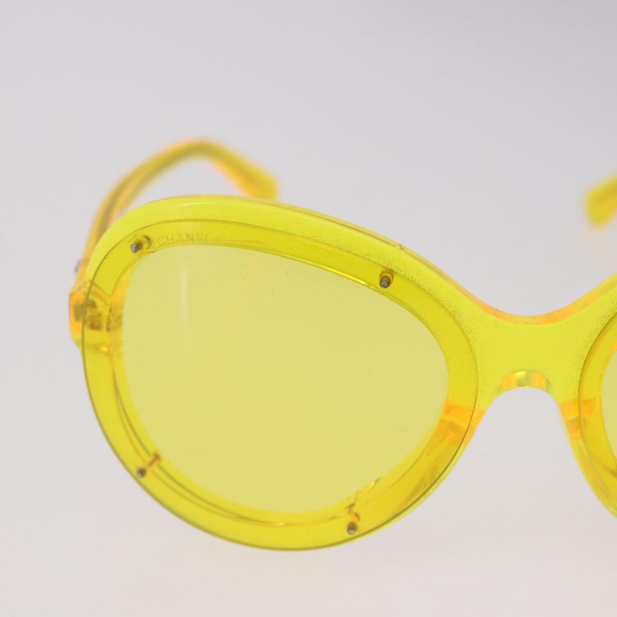 CHANEL Sunglasses Plastic Yellow CC Auth 184281M