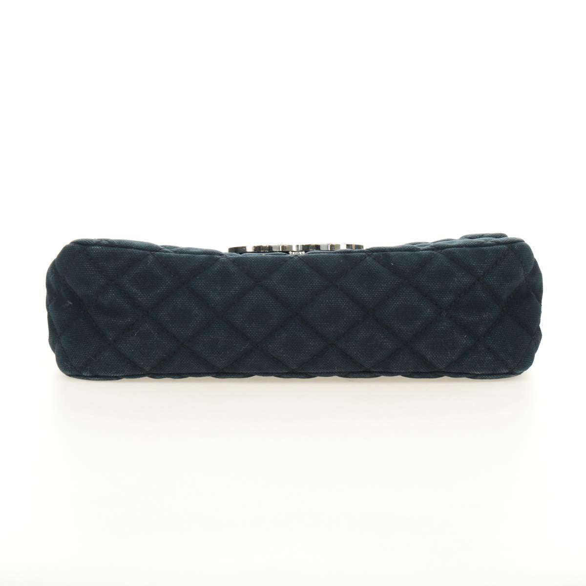 CHANEL Chain Cruise line Matelasse 23 Bag Canvas Navy Silver CC Auth 184283SAM