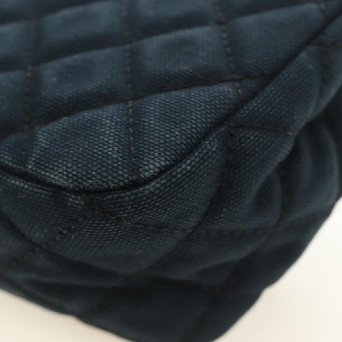 CHANEL Chain Cruise line Matelasse 23 Bag Canvas Navy Silver CC Auth 184283SAM
