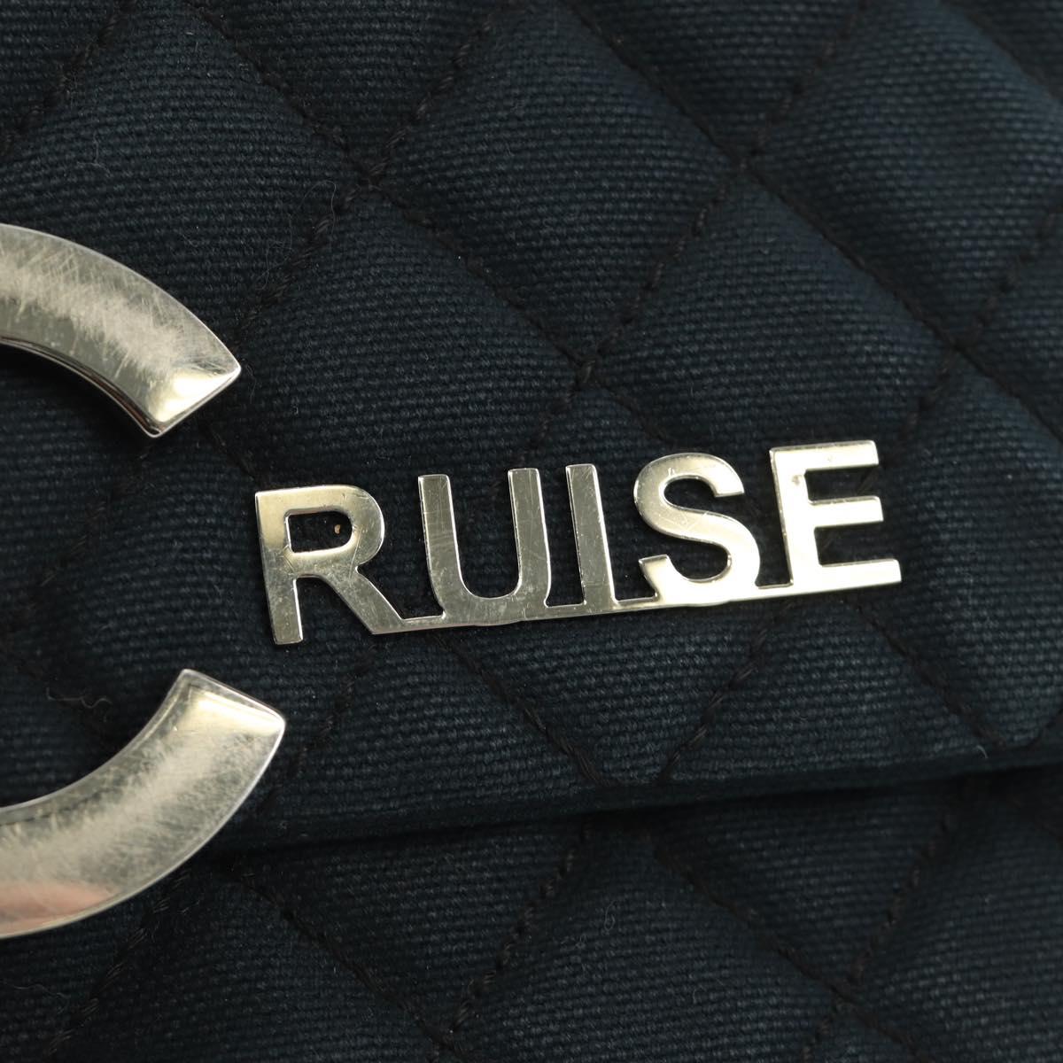 CHANEL Chain Cruise line Matelasse 23 Bag Canvas Navy Silver CC Auth 184283SAM