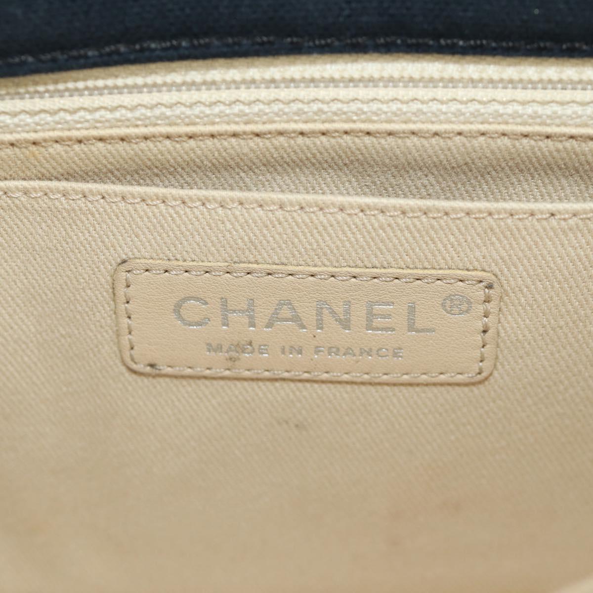 CHANEL Chain Cruise line Matelasse 23 Bag Canvas Navy Silver CC Auth 184283SAM